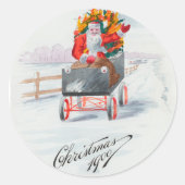 ビンテージクリスマスサンタクロースパーティー ラウンドシール (正面)