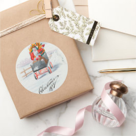 ビンテージクリスマスサンタクロースパーティー ラウンドシール