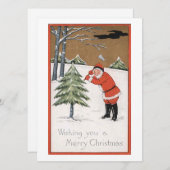 ビンテージクリスマスサンタクロース切り木 シーズンカード (正面/裏面)