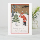 ビンテージクリスマスサンタクロース切り木 シーズンカード (スタンド正面)