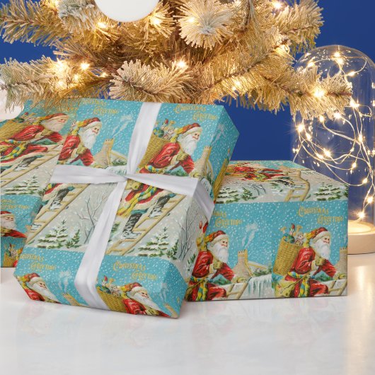ビンテージクリスマスサンタクロース包装紙 ラッピングペーパー (クリスマス)