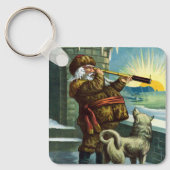 ビンテージクリスマスサンタクロース望遠鏡ドッグサンセット キーホルダー (正面)