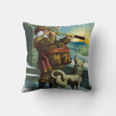 ビンテージクリスマスサンタクロース望遠鏡ドッグサンセット クッション (裏面)