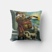 ビンテージクリスマスサンタクロース望遠鏡ドッグサンセット クッション (正面)