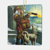 ビンテージクリスマスサンタクロース望遠鏡ドッグサンセット セラミックオーナメント (左)