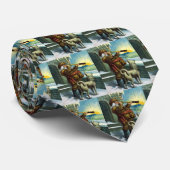 ビンテージクリスマスサンタクロース望遠鏡ドッグサンセット ネクタイ (ロール)