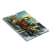 ビンテージクリスマスサンタクロース望遠鏡ドッグサンセット ノートブック (右側)