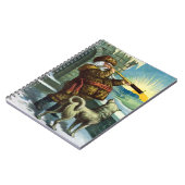 ビンテージクリスマスサンタクロース望遠鏡ドッグサンセット ノートブック (左側)