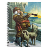 ビンテージクリスマスサンタクロース望遠鏡ドッグサンセット ノートブック (正面)