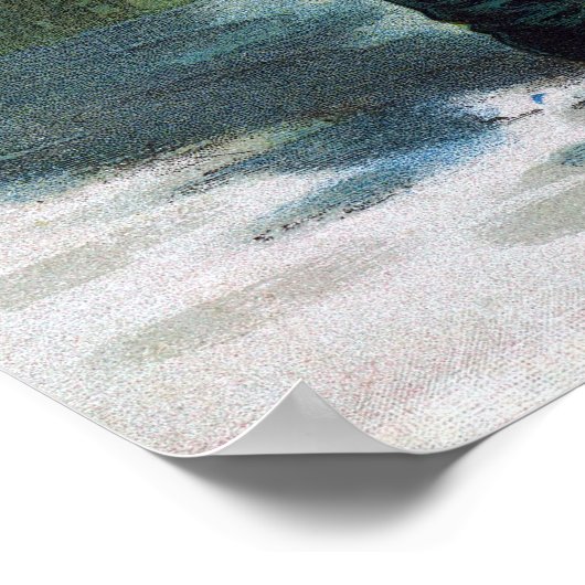 ビンテージクリスマスサンタクロース望遠鏡ドッグサンセット ポスター (角)