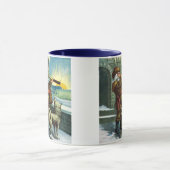 ビンテージクリスマスサンタクロース望遠鏡ドッグサンセット マグカップ (中央)