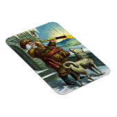 ビンテージクリスマスサンタクロース望遠鏡ドッグサンセット マグネット (右側)