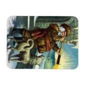 ビンテージクリスマスサンタクロース望遠鏡ドッグサンセット マグネット (横)