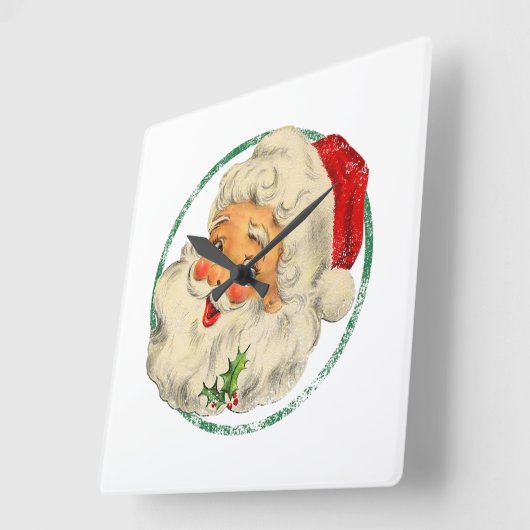 ビンテージクリスマスサンタクロース顔オールドファッションドT スクエア壁時計 (傾斜)