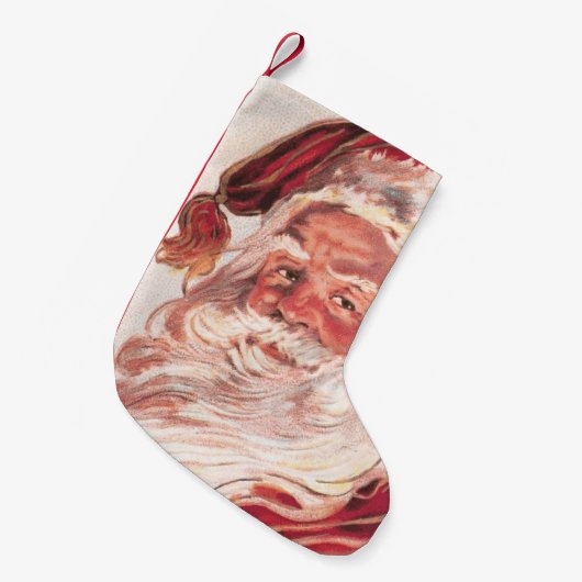 ビンテージクリスマスサンタクロース スモールクリスマスストッキング (正面 (吊り時))