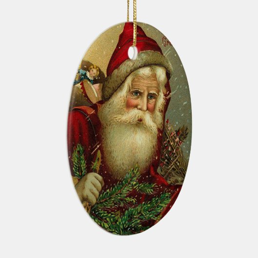 ビンテージクリスマスサンタクロース セラミックオーナメント (右)