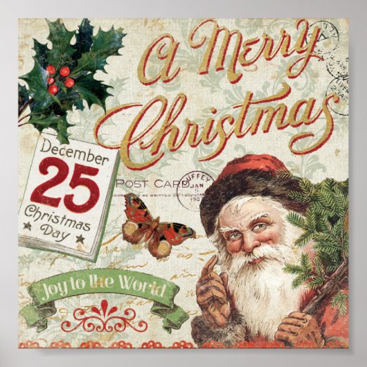 ビンテージクリスマスサンタクロース ポスター (正面)