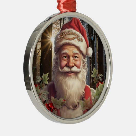 ビンテージクリスマスサンタクロース メタルオーナメント (右)