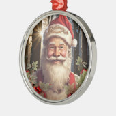 ビンテージクリスマスサンタクロース メタルオーナメント (左)
