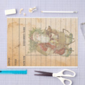 ビンテージクリスマスサンタクロースReindeerLibraryカード 薄葉紙 (クラフト)