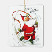 ビンテージクリスマスサンタジャンプローピング セラミックオーナメント (左)