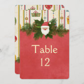 ビンテージクリスマスサンタテーブルカード 招待状 (正面/裏面)