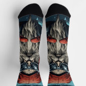 ビンテージクリスマスサンタヘビーメタルロックアンドロール ソックス (上部)