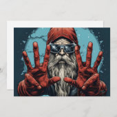 ビンテージクリスマスサンタヘビーメタルロックアンドロール 案内状 (正面/裏面)