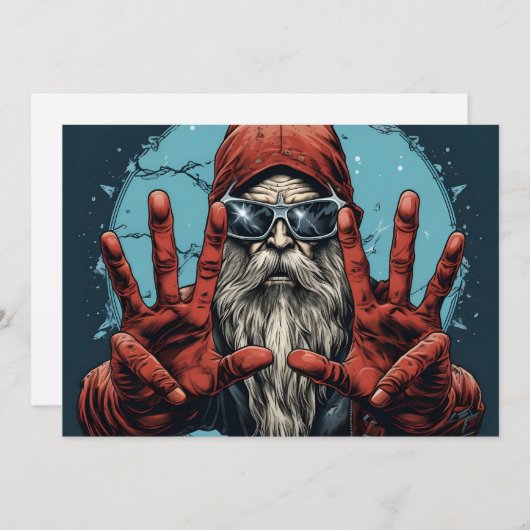 ビンテージクリスマスサンタヘビーメタルロックアンドロール 案内状 (正面/裏面)