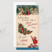 ビンテージクリスマスサンタベルリンギングファミリーツリー シーズンカード (正面/裏面)