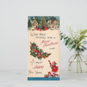 ビンテージクリスマスサンタベルリンギングファミリーツリー シーズンカード (スタンド正面)