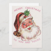 ビンテージクリスマスサンタホリデーカード シーズンカード (正面/裏面)