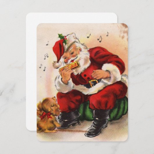 ビンテージクリスマスサンタホリデーカード シーズンカード (正面/裏面)