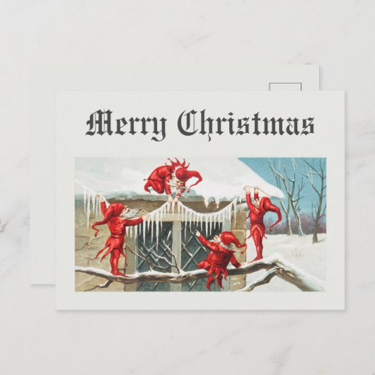 ビンテージクリスマスサンタ小人 ポストカード (正面/裏面)