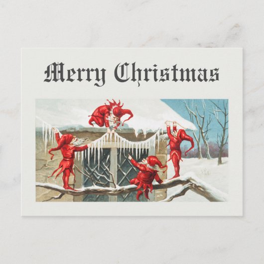 ビンテージクリスマスサンタ小人  ポストカード (正面)