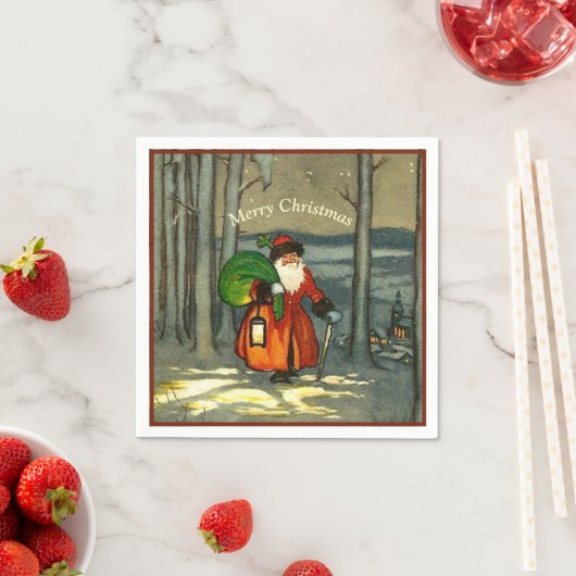 ビンテージクリスマスサンタ スタンダードカクテルナプキン (インサイチュ)