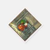 ビンテージクリスマスサンタ スタンダードカクテルナプキン (角)