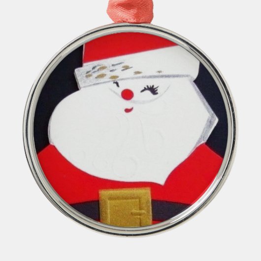 ビンテージクリスマスサンタ メタルオーナメント (正面)