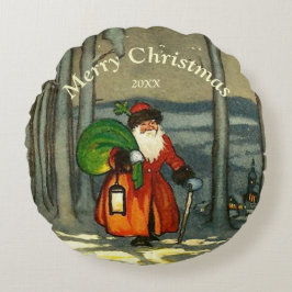 ビンテージクリスマスサンタ ラウンドクッション