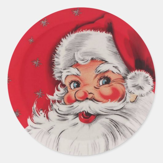 ビンテージクリスマスサンタ ラウンドシール (正面)