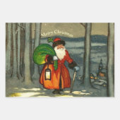 ビンテージクリスマスサンタ ラッピングペーパーシート (正面)