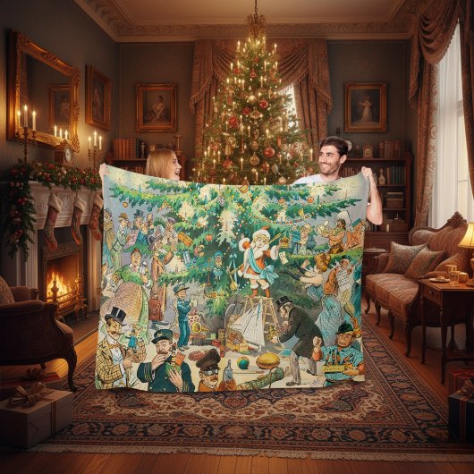 ビンテージクリスマスシェルパブランケット シェルパブランケット