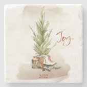 ビンテージクリスマスジョイホリデイ ストーンコースター (正面)