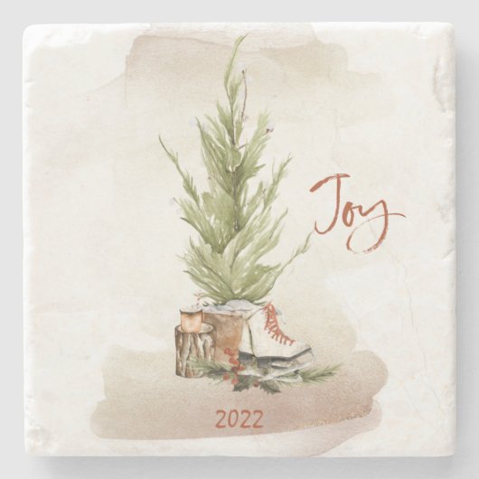 ビンテージクリスマスジョイホリデイ ストーンコースター (正面)