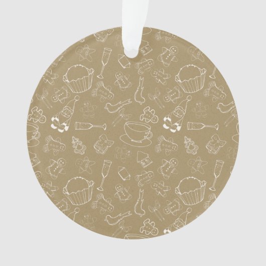 ビンテージクリスマスジンジャーブレッドマンとサンタ オーナメント (正面)