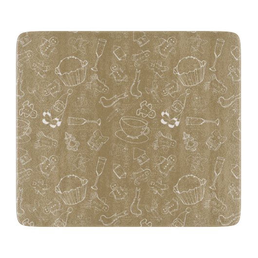 ビンテージクリスマスジンジャーブレッドマンとサンタ カッティングボード (正面)