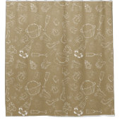 ビンテージクリスマスジンジャーブレッドマンとサンタ シャワーカーテン (正面)