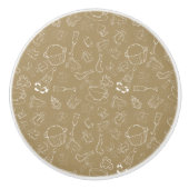 ビンテージクリスマスジンジャーブレッドマンとサンタ セラミックノブ (正面)