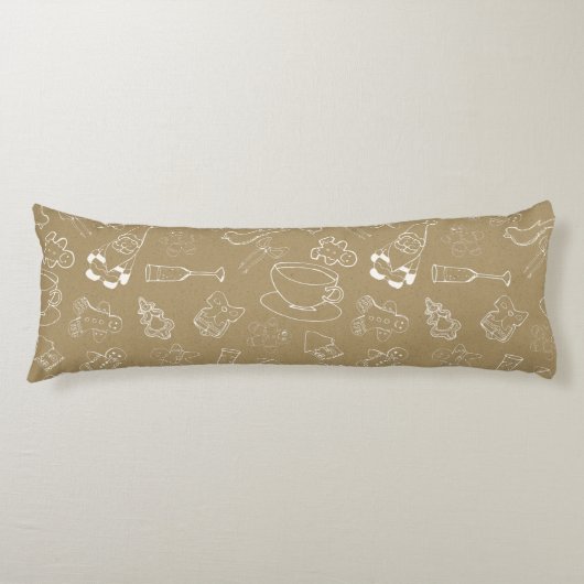 ビンテージクリスマスジンジャーブレッドマンとサンタ ボディピロー (正面)