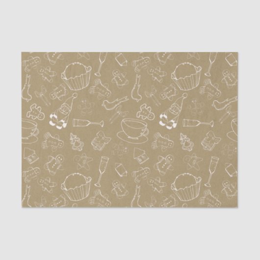 ビンテージクリスマスジンジャーブレッドマンとサンタ 薄葉紙 (正面)